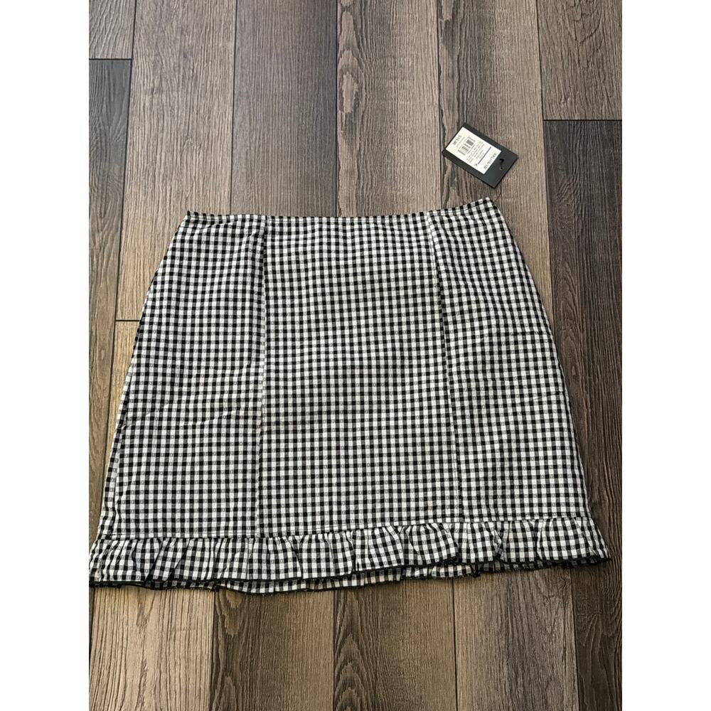 Art Class Zip Up Plaid Black White Skirt Girls XXL 16/18 NWT